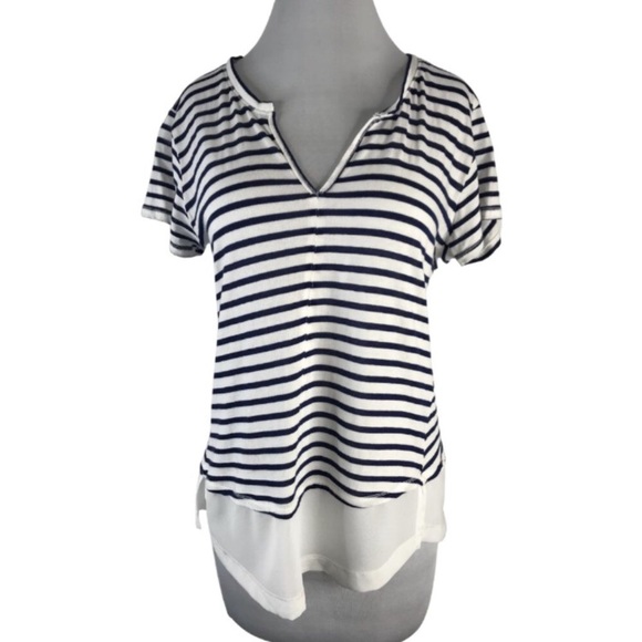 NEW Sanctuary Mixed Media Striped Tee Size Small - Picture 3 of 12